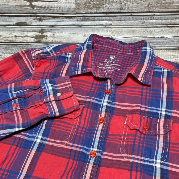 Kuhl Long Sleeve Button Down Shirt Red Blue Plaid Womens Size Small‎ - Picture 1 of 7